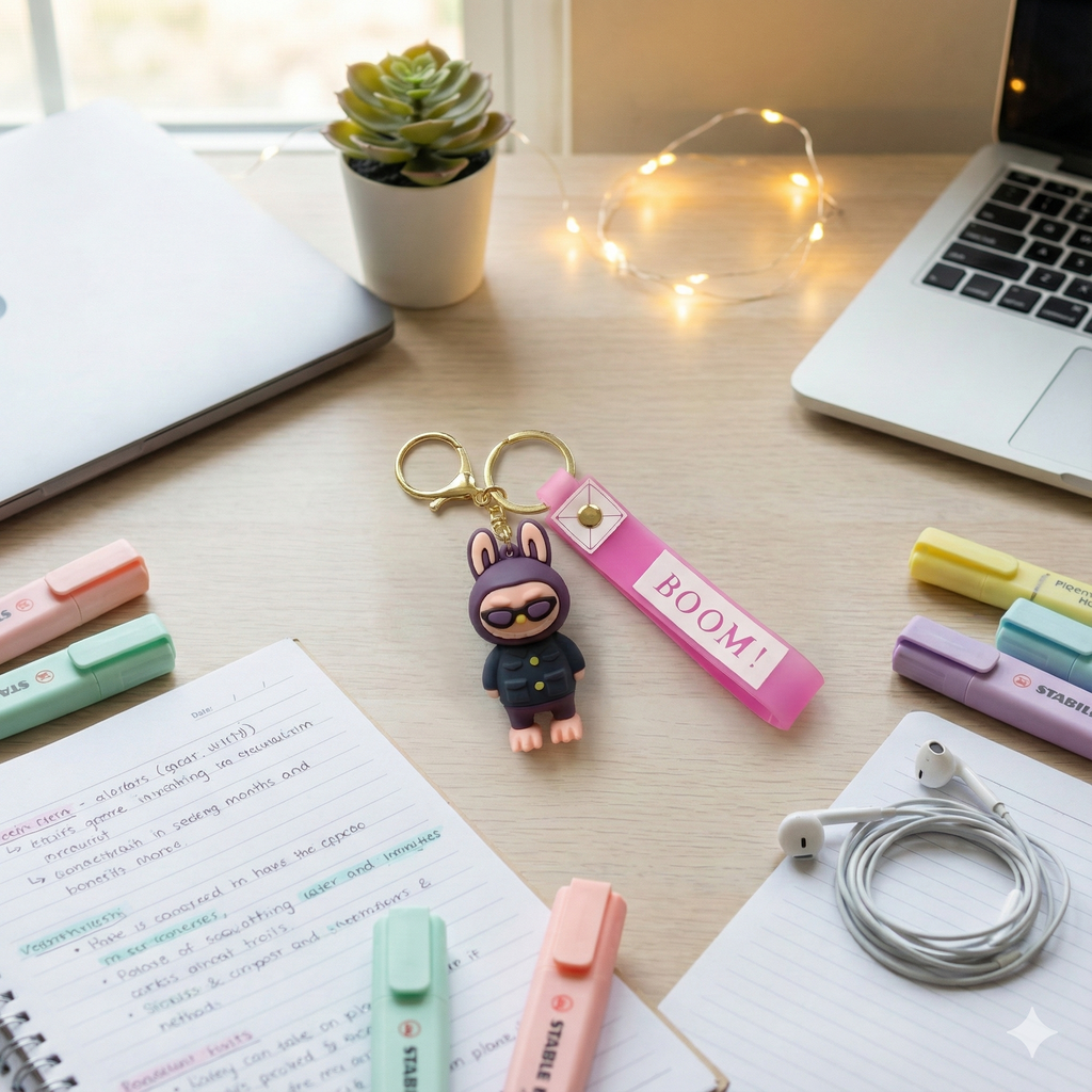 Cute Labubu  Keychain with Strap – Everyday Fun Companion