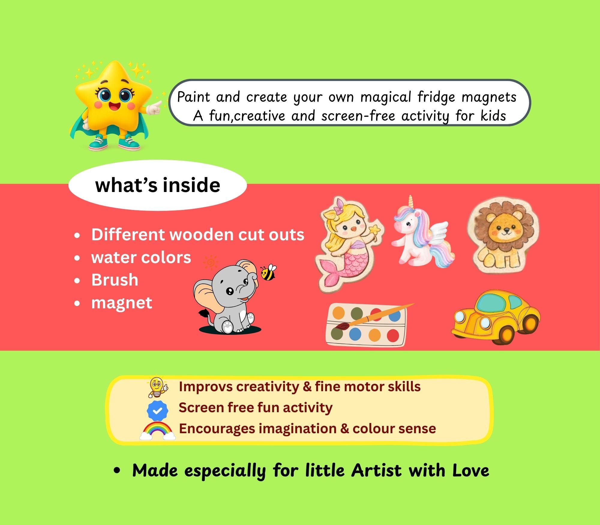 Fridge Magnet DIY Colouring Kit – Paint, Create & Stick Fun.
