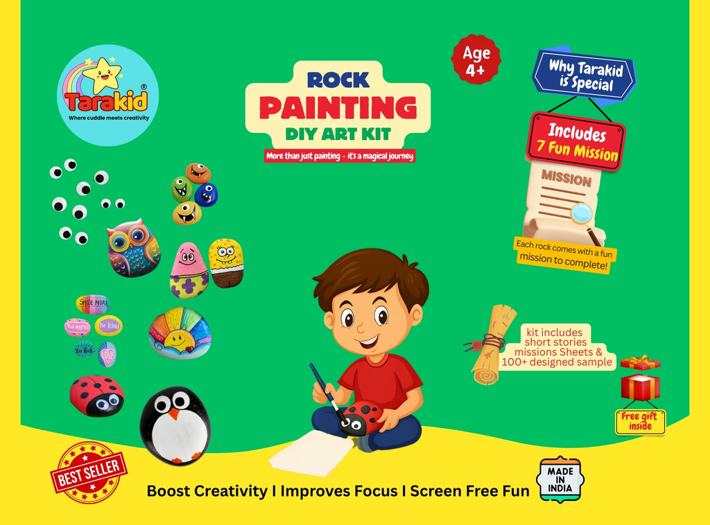 Tarakid Rock Painting Kit for Kids Ages 4–12 with Mission Game & Surprise Gift |