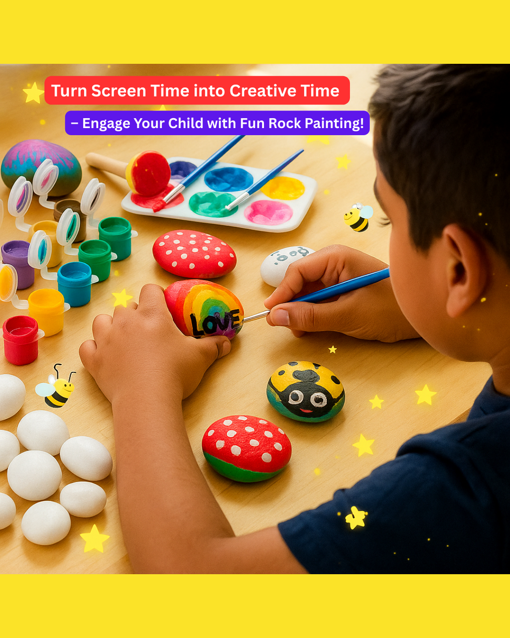 Tarakid Rock Painting Kit for Kids Ages 4–12 with Mission Game & Surprise Gift |